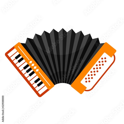 Accordion with piano keyboard, folk free reed musical instrument