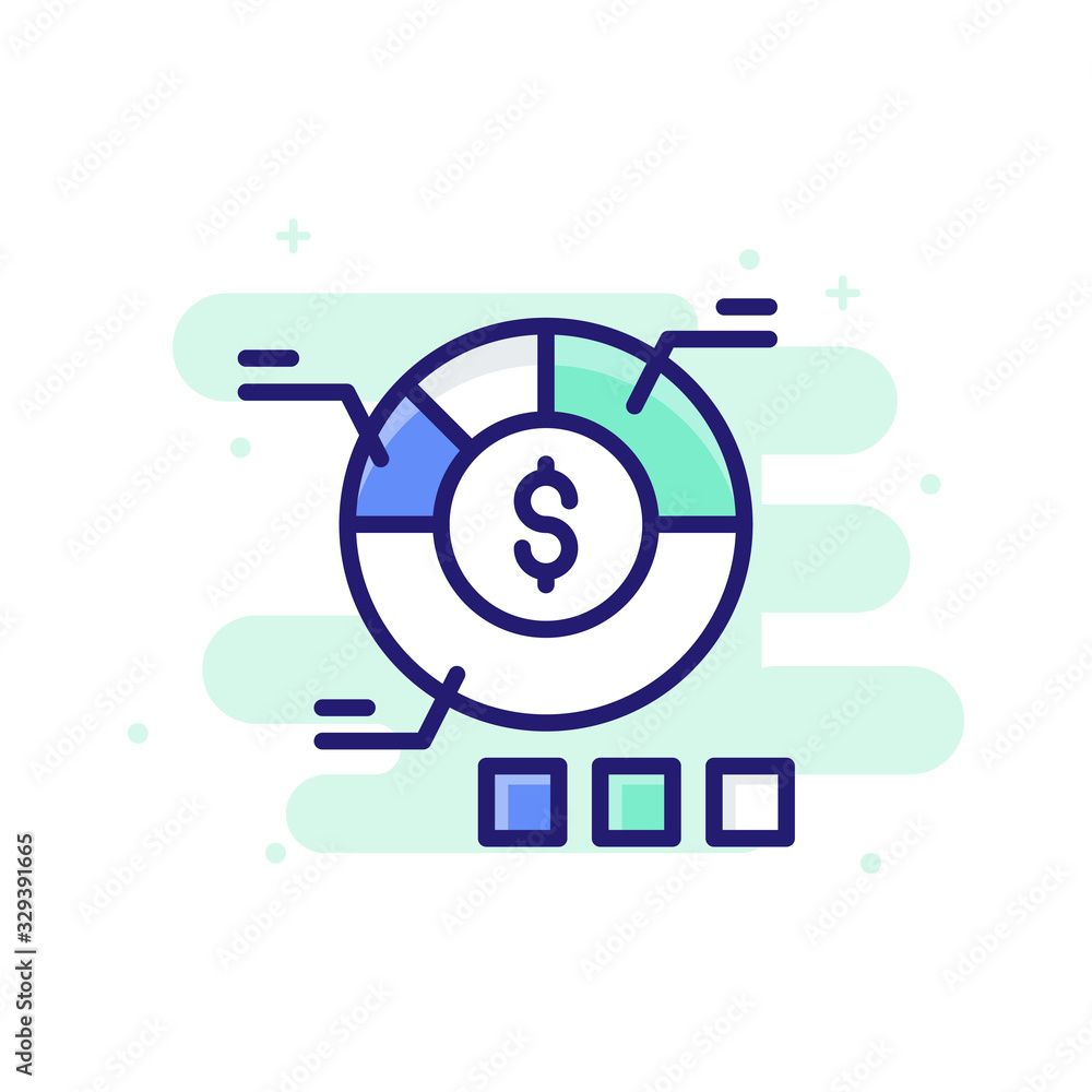 Financial Analysis  Vector illustration Outline Filled With Color Background Icon