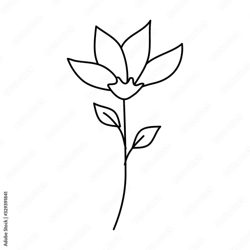 cute flower with branch and leafs vector illustration design cute flower with branch and leafs vector illustration design