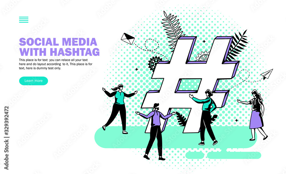 people enjoying around hashtags and social media trends vector