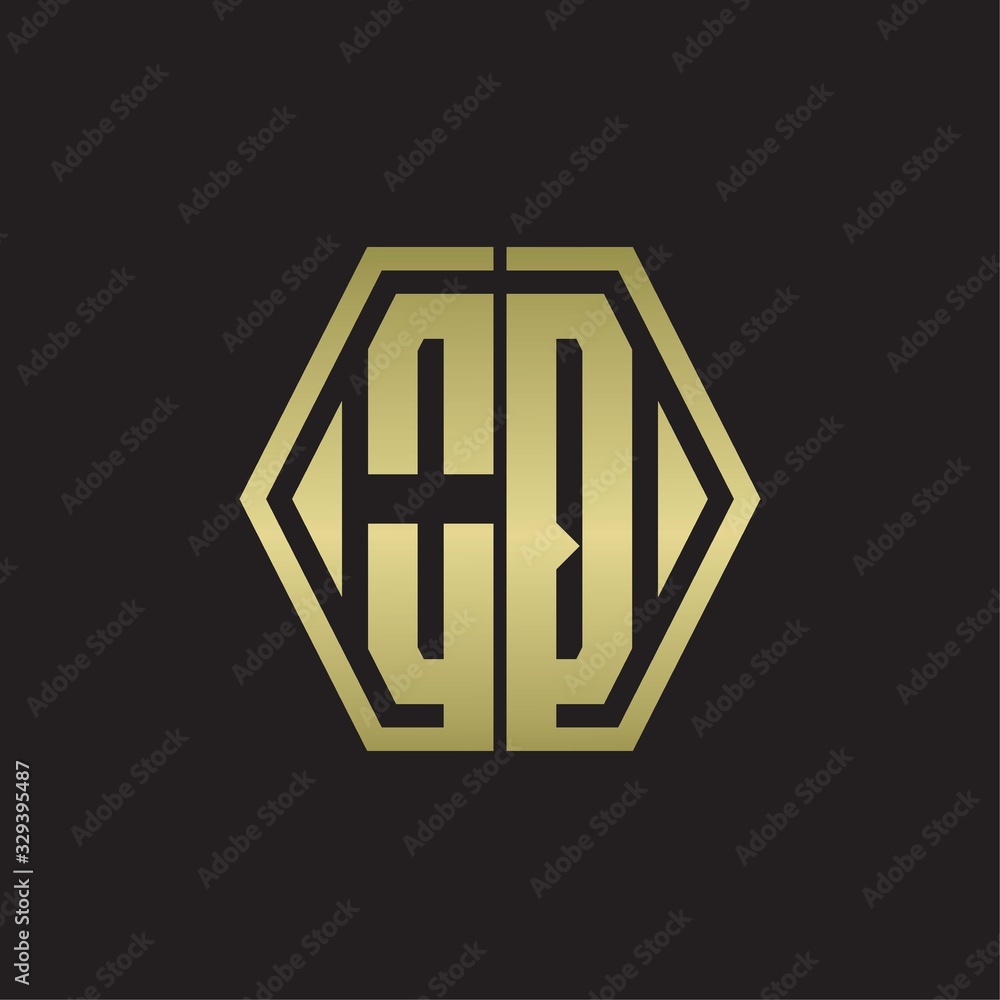 OQ Logo monogram with hexagon line rounded design template with gold colors OQ Logo monogram with hexagon line rounded design template with gold colors