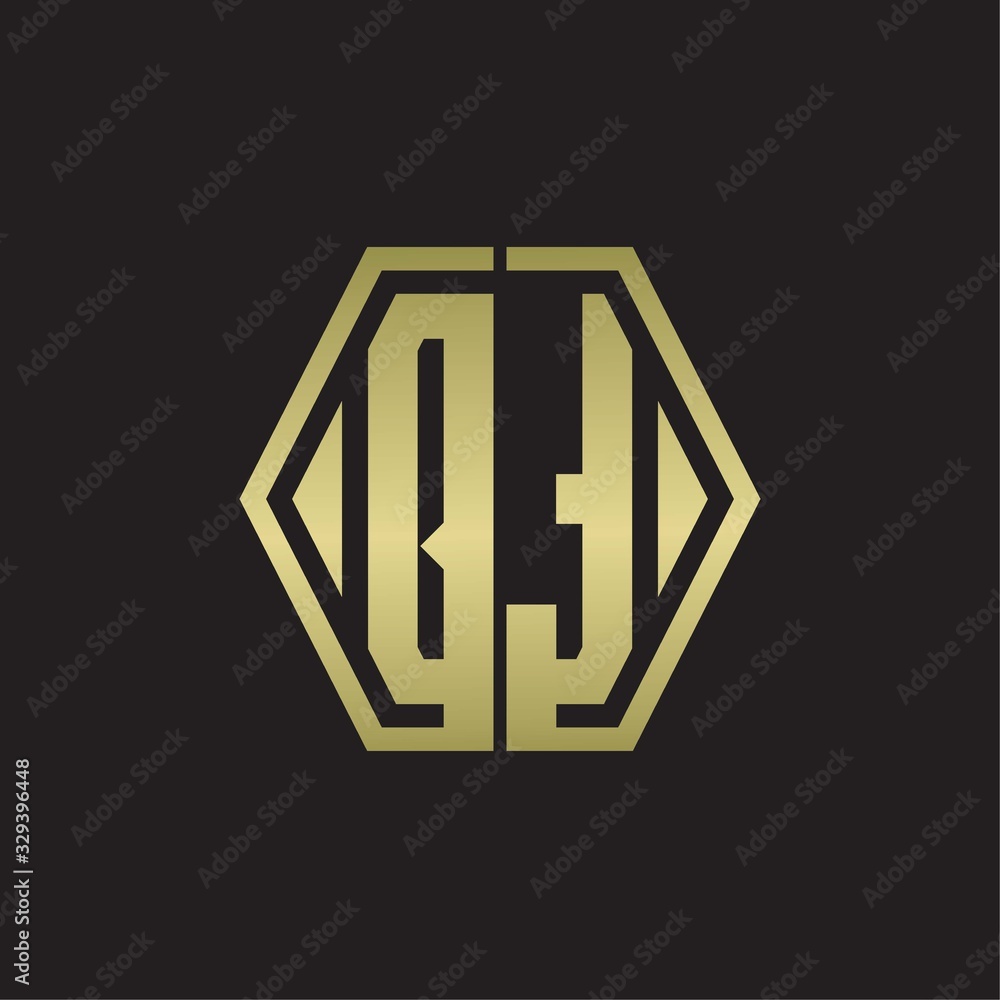 QT Logo monogram with hexagon line rounded design template with gold colors QT Logo monogram with hexagon line rounded design template with gold colors