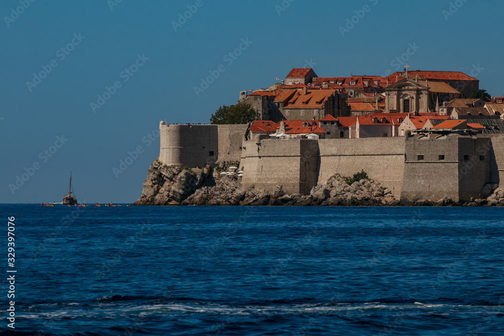 impressive city walls in Dubrovnik, Croatia