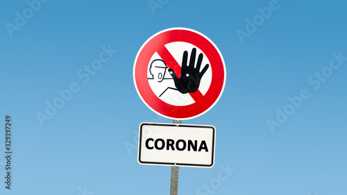 Strassenschild gesperrter Bereich für das Corona Virus photo