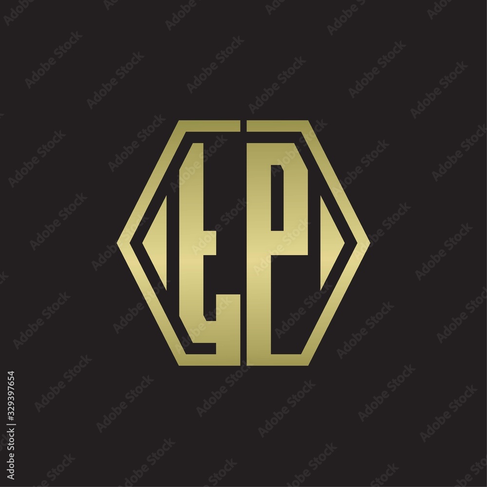 TP Logo monogram with hexagon line rounded design template with gold colors TP Logo monogram with hexagon line rounded design template with gold colors