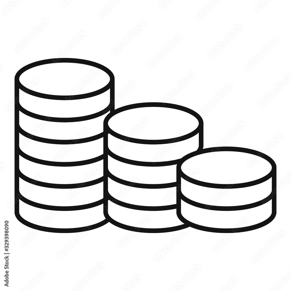 Coins stack icon. Outline coins stack vector icon for web design isolated on white background Coins stack icon. Outline coins stack vector icon for web design isolated on white background