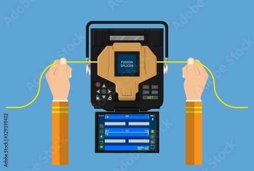 Fiber optic splicing by engineer transmission industry troubleshooting analysis connectivity specialists mechanical manufacturing instrument electric arc weld inspect inspection contractors 