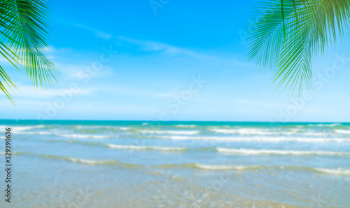 Fototapeta Naklejka Na Ścianę i Meble -  Coconut trees on the beach for summer vacation concept