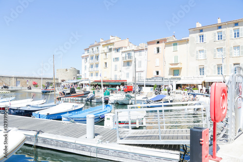 Saint-Tropez marine, with tourists sightseeing in summer