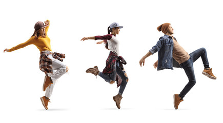 Group of young people dancing street style