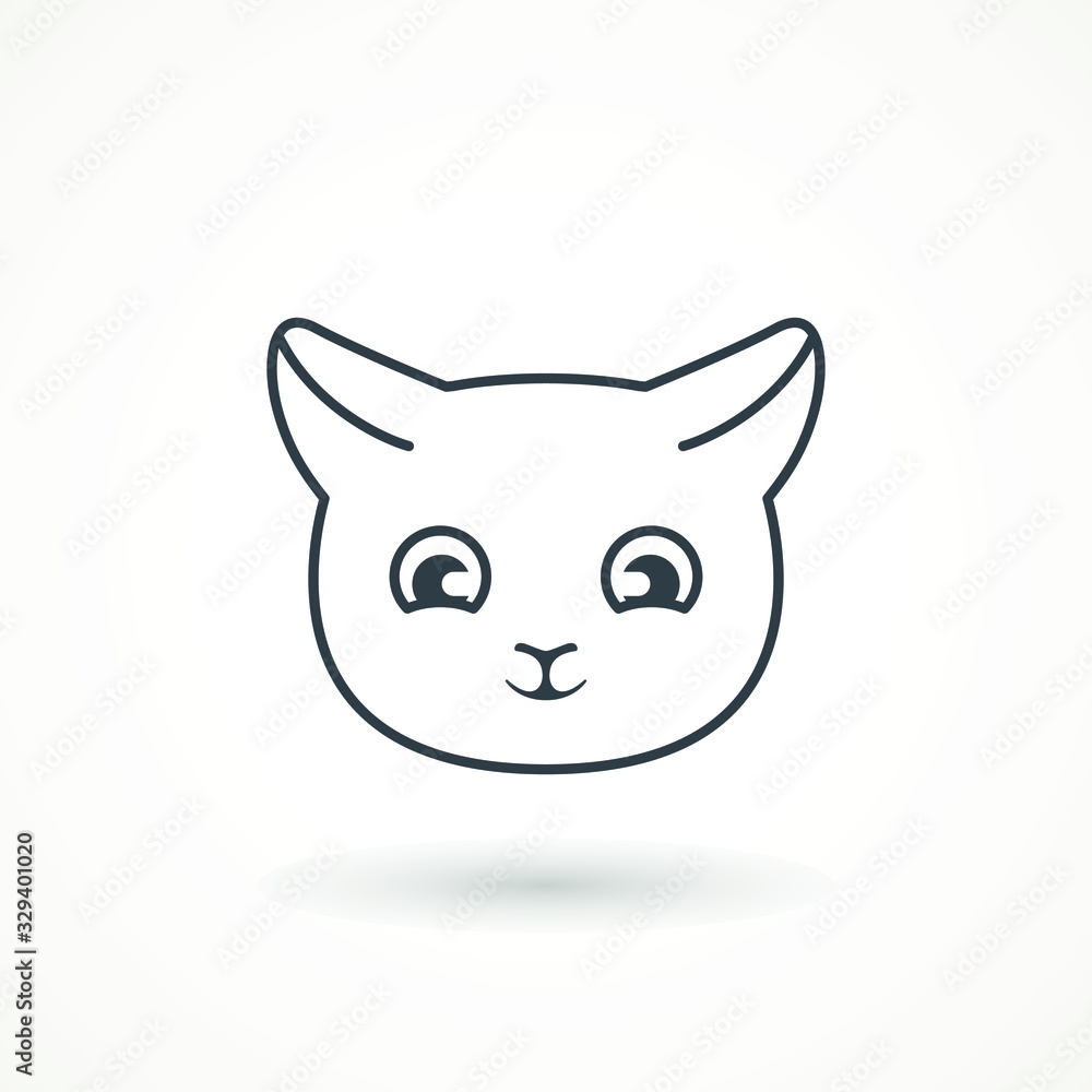 Cat face icon vector on white background. the head of a cat and dog Cat face icon vector on white background. the head of a cat and dog