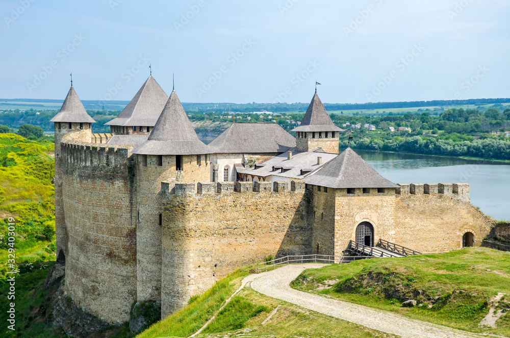 Fortress in Khotyn, a medieval stronghold on the banks of the Dniester River. Ukraine