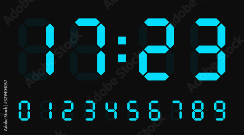 Digital led numbers. Electronic or digital clock counter with led figures
