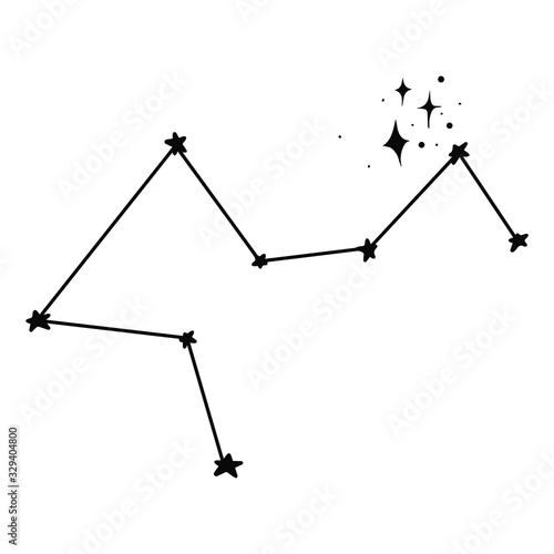 Hand-drawn constellation, fifth zodiac sign against a white background. Astronomical zodiacal arrangement of stars. Vector
