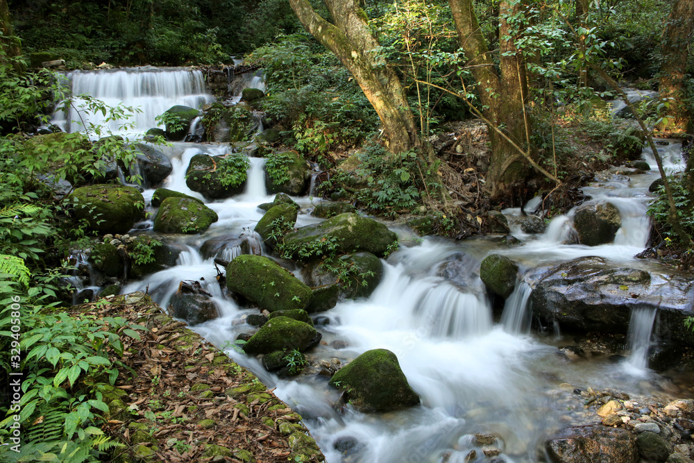 Fototapeta premium Beautiful waterfall in the Shivapuri Nagarjun National park, Kathmandu, Nepal
