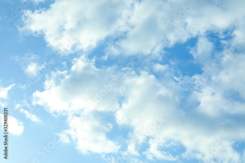 Picturesque view of beautiful blue sky with fluffy white clouds