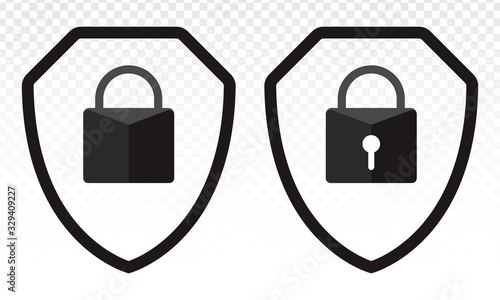 Security shield or virus shield lock icon for apps and websites