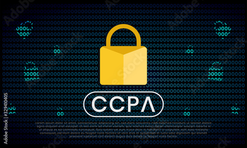 California Consumer Privacy Act (CCPA) symbol with lock illustration for editorial and websites