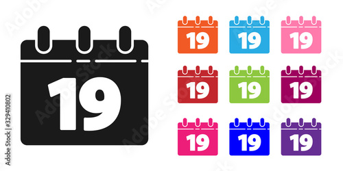 Black Calendar with Happy Easter icon isolated on white background. Spring Christian Holiday symbol. Set icons colorful. Vector Illustration