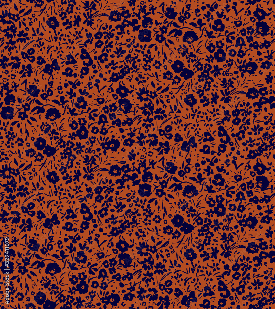 Fall Pattern Background Blue Seamless autumn floral pattern with blue and brown background ready for ...