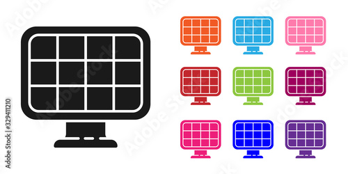 Black Solar energy panel icon isolated on white background. Set icons colorful. Vector Illustration