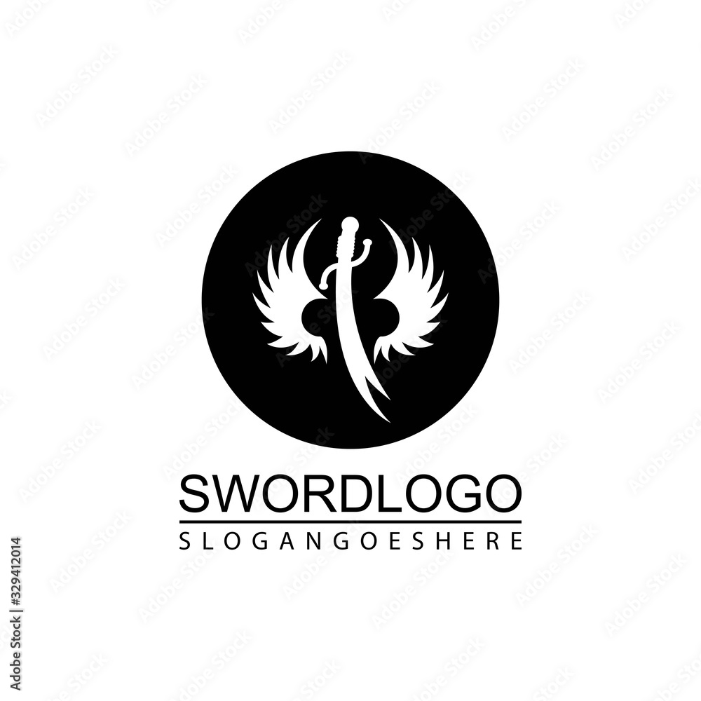 Sword Winged Logo Vector Template Design