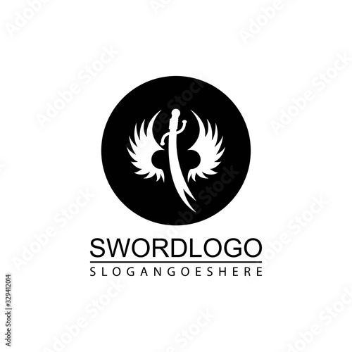 Sword Winged Logo Vector Template Design