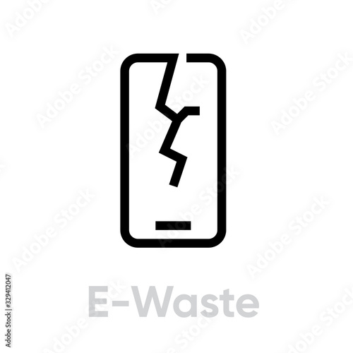 Recycling e-waste icon. Editable line vector. Single pictogram isolated on a white background.