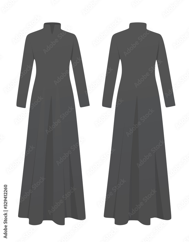 Grey long dress. vector illustration Grey long dress. vector illustration