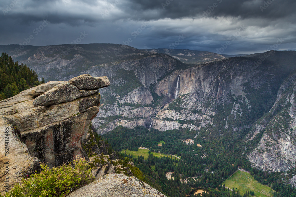 View of the Yosemite Falls the highest falls in Yosemite Park, California, USA.