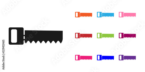 Black Hand saw icon isolated on white background. Set icons colorful. Vector Illustration
