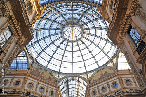 Europe  Italy   Milan april 2020 - Vittorio Emanuele Gallery in Duomo cathedral downtown of the city