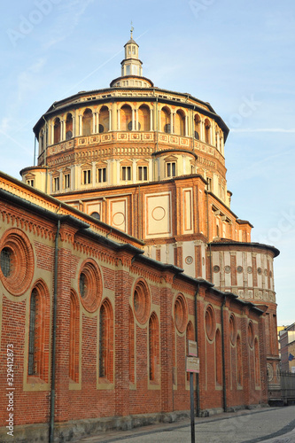 Obraz na płótnie Italy , Milan - Santa Maria delle Grazie Church in downtown of the city, Cenacolo, Ultima cena di Leonardo w salonie