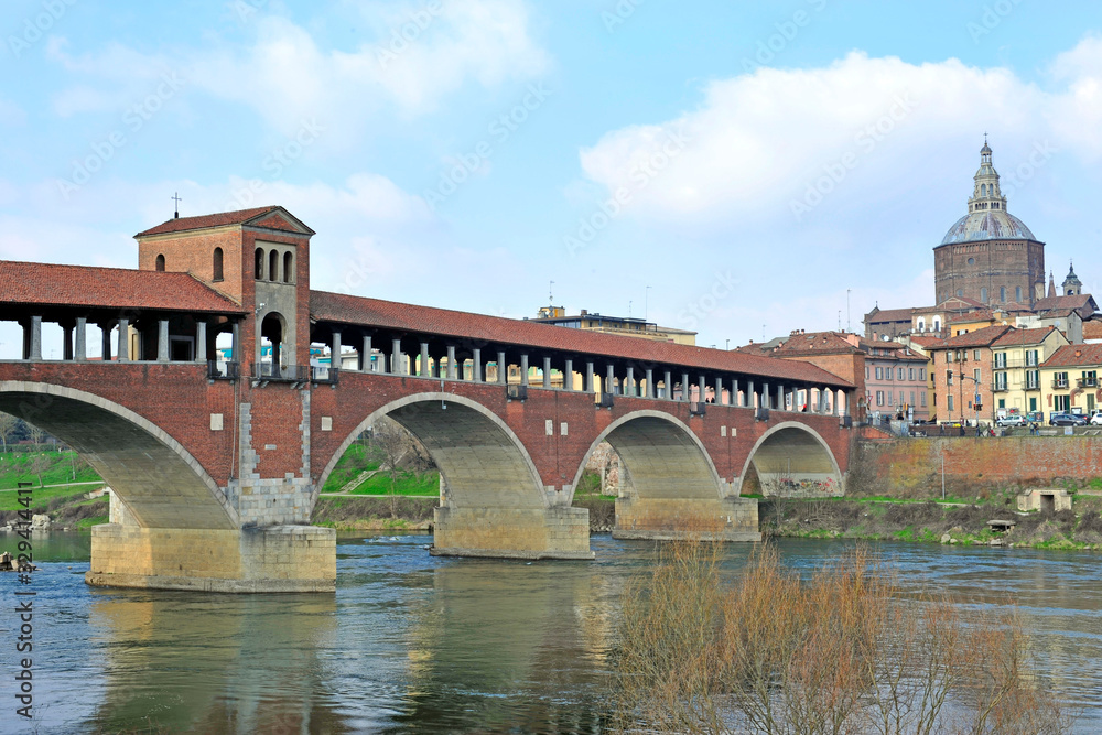 Pavia, Italy. february14,2018. The Ponte Coperto (