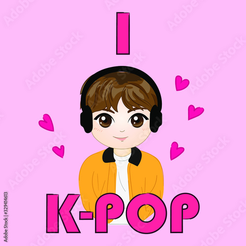 Obraz na plátně I love k-pop vector illustration