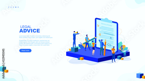 Trendy flat illustration. Legal advice page concept. Legal support. Consultation. The layer's services. Legislation. Documentation. Template for your design works. Vector graphics.