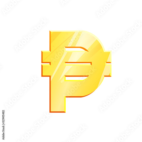 PHP Golden peso symbol on white background. Finance investment concept. Exchange Philippine currency Money banking illustration. Business income earnings. Financial sign stock vector