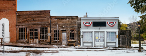 Ghost Town Virginia City Historic District designated in 1961 after Charles and Sue Bovey restored old ruins, in Montana, USA photo