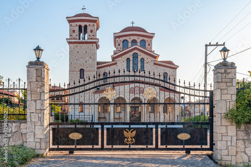 Kallithea, Greece - September 04,2019: Orthodox Church (in greek:ΑΓΙΟΣ ΠΑΝΤΕΛΕΗΜΩΝ) in Kallithea, Halkidiki. © nedomacki
