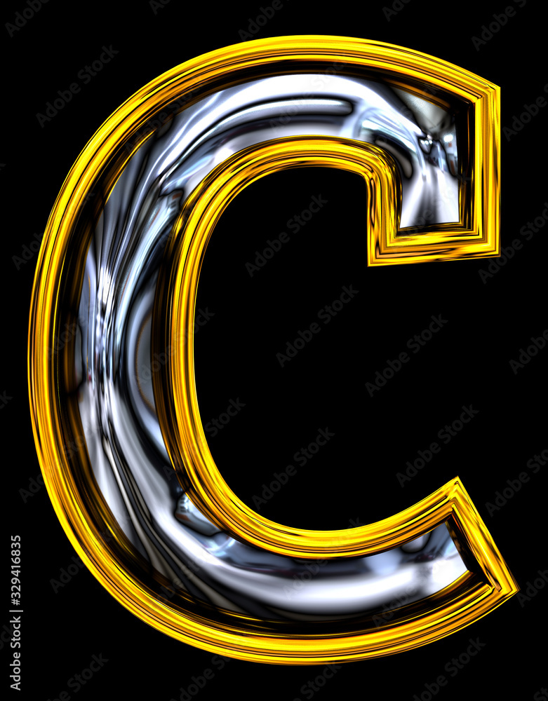 3D rendering. Lowercase Letter c. 3D rendering. Lowercase Letter c.