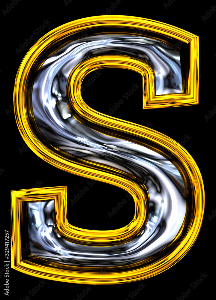 3D rendering. Lowercase Letter s. 3D rendering. Lowercase Letter s.