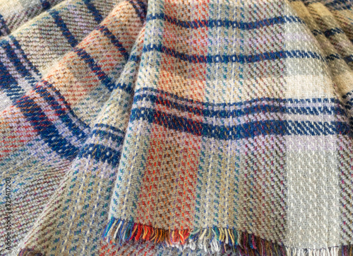 Traditional Irish or Scottish woollen checkered plaid