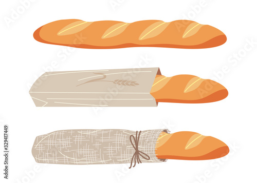French Baguettes Set Isolated on White