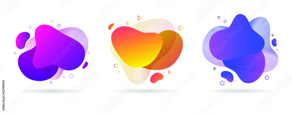 Set of abstract liquid shapes modern graphic elements Set of abstract liquid shapes modern graphic elements