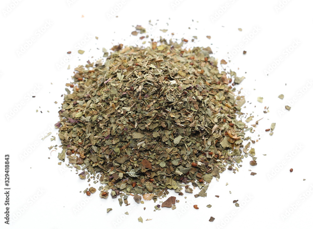 Basil dried spice isolated on white background Basil dried spice isolated on white background