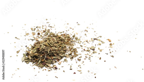 Basil dried spice isolated on white background