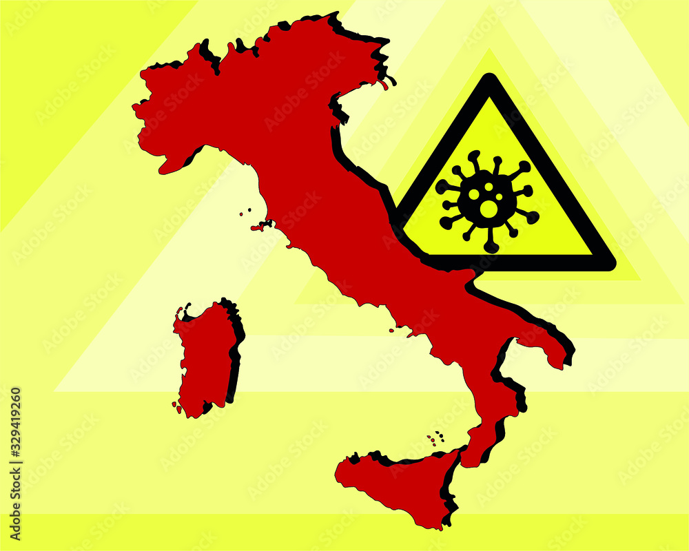 The dangerous virus spreads to Italy. banner, graphic, vector.