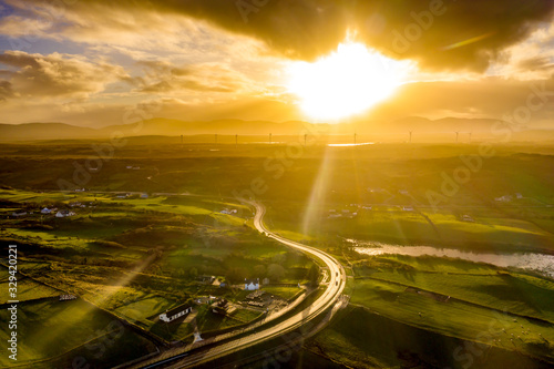 The new N56 road and viewpoint between Glenties and Lettermacaward at the Gweebarray bay n County Donegal - Ireland. photo