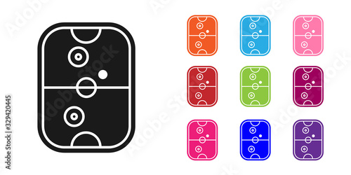 Black Air hockey table icon isolated on white background. Set icons colorful. Vector Illustration