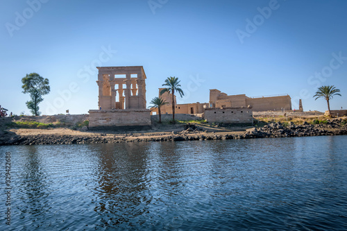 Egyptian Temple skyline and reflection in the Nile